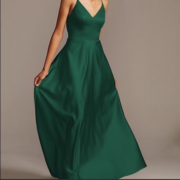 David's Bridal Dresses & Skirts - David’s Bridal A-line spaghetti strap satin dress